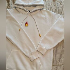 White Hoodie with Flame Design
